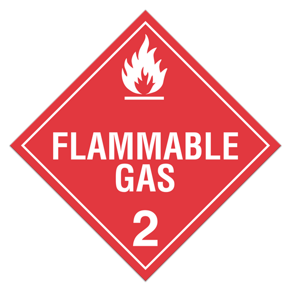 Class 2.1 FLAMMABLE GASES DOT Worded Hazmat Placards | Pack of 100 | Incom Signs | All Safety