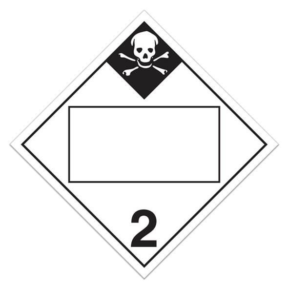 Class 2.3 INHALATION HAZARD Blank UN PIN Box DOT Worded Hazmat Placards | Pack of 100 | Incom Signs | All Safety