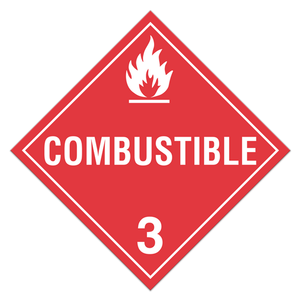 Class 3 "Combustible 3" Sign (Pack of 100 pcs) | Incom Signs | All Safety