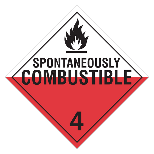 Class 4.2 "Spontaneously Combustible 4" Sign (Pack of 100 pcs) | Incom Signs | All Safety