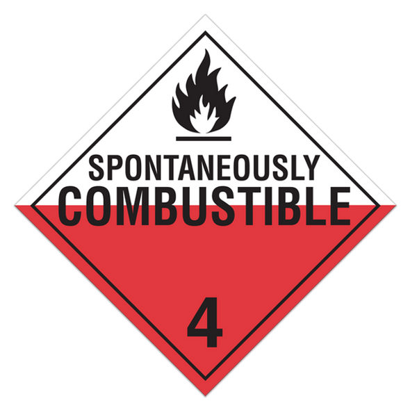 Class 4.2 "Spontaneously Combustible 4" Sign (Pack of 100 pcs) TA420