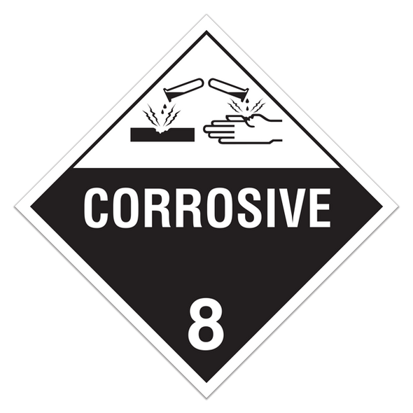 Class 8 "Corrosive 8" Sign (Pack of 100 pcs) | Incom Signs | All Safety