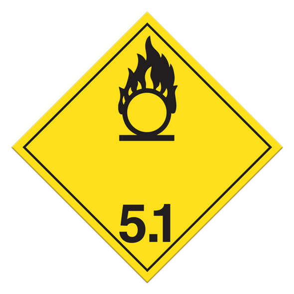 Class 5.1 Oxidizing Substances Placard (Pack of 100 pcs) TT510