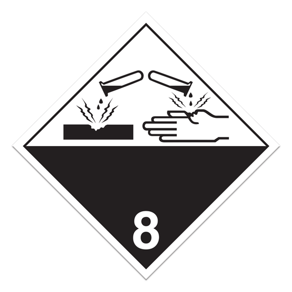 Class 8 Corrosives International Placards (Pack Of 100 Pcs) | Incom Signs | All Safety