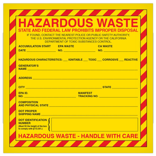 Hazardous Material and Waste Label (6 in x 6 in) 500 /roll | Incom Signs | All Safety