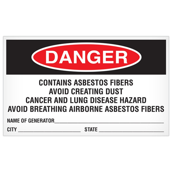 Hazardous Material Abatment Waste Label (5 in x 3 in) 500 /roll | Incom Signs | All Safety