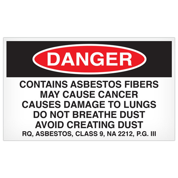 DANGER Contains Asbestos Fibers - 5"x3" Label - 500/roll AB5003