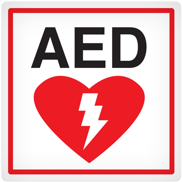 Red/Black/White AED INSIDE Vehicle Safety & Emergency Equipment Adhesive Indoor/Outdoor Decals (4 in x 4 in) 25 /package | Incom Signs | All Safety