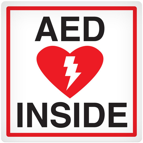 AED Inside - 4" x 4" Vehicle Safety Decal - 25/pkg DEC108
