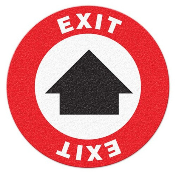 EXIT (Red Border and Arrow) Textured Anti-Slip Grip - Floor Sign | Incom Signs | All Safety