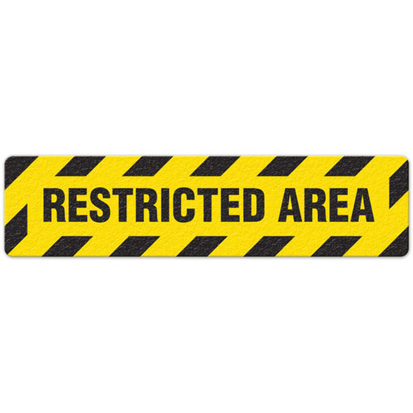 Restricted Area Floor Sign - 6"x24" Floor Sign 6/pkg FS3008V