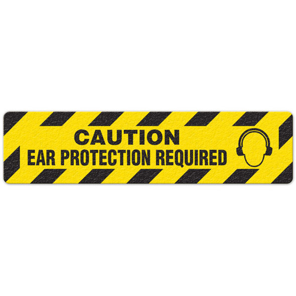 Caution - Ear Protection Required - 6"x24" Floor Sign 6/pkg FS3017V