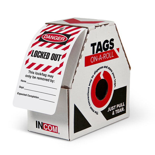 DANGER LOCKED OUT Striped DuraPlyâ„¢ Safety Tags 3" x 6.25" | Incom Signs | All Safety
