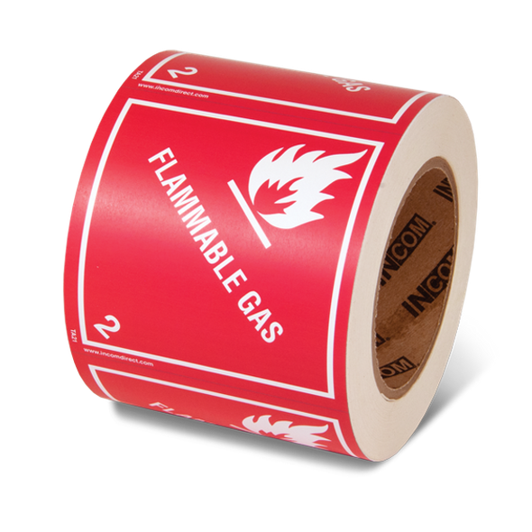 Class 2.1 FLAMMABLE GAS Hazmat Hazardous Material DOT Worded Shipping Labels (4 in x 4 in) 500 /roll | Incom Signs | All Safety