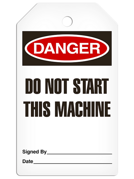 Danger "Do Not Start this Machine" Tag - 25/pkg TG1114