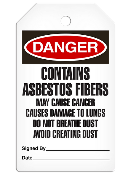 Danger "Contains Asbestos Fibers" Tag - 25/pkg TG1122