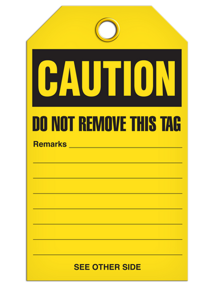 Caution "Contents Contaminated Do Not Touch" Tag - 25/pkg TG3047