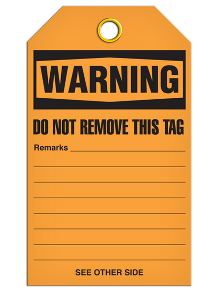 Warning - Beware of Welding Flash Tag - 25/pkg TG4048