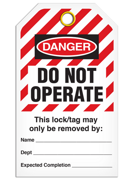 Lockout "Do Not Operate", Hazard Striped Tag - 25/pkg TG6025