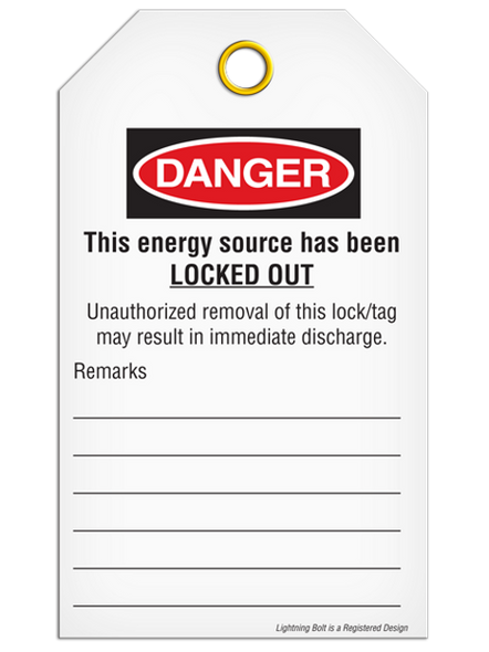 LOCKOUT DO NOT START ELECTRICIAN AT WORK DuraPly™ Tag (25/pkg) Striped | Incom Signs | All Safety