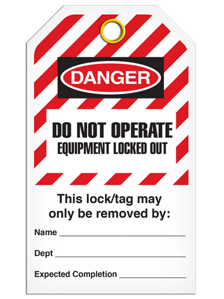 Lockout "Do Not Operate Equipment Locked Out" Striped Tag - 25/pkg TG6031