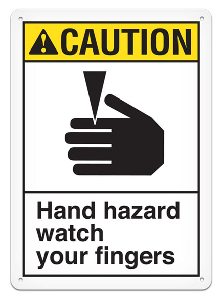 CAUTION - Hand Hazard Watch Your Fingers Sign - 10"x14" ANS3004