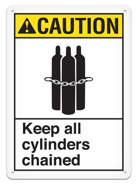 CAUTION - Keep All Cylinders Chained Sign - 10"x14" ANS3008