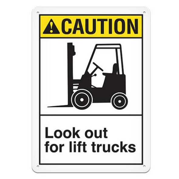 CAUTION LOOK OUT FOR LIFT TRUCKS Sign - 10"x14" | Incom Signs | All Safety
