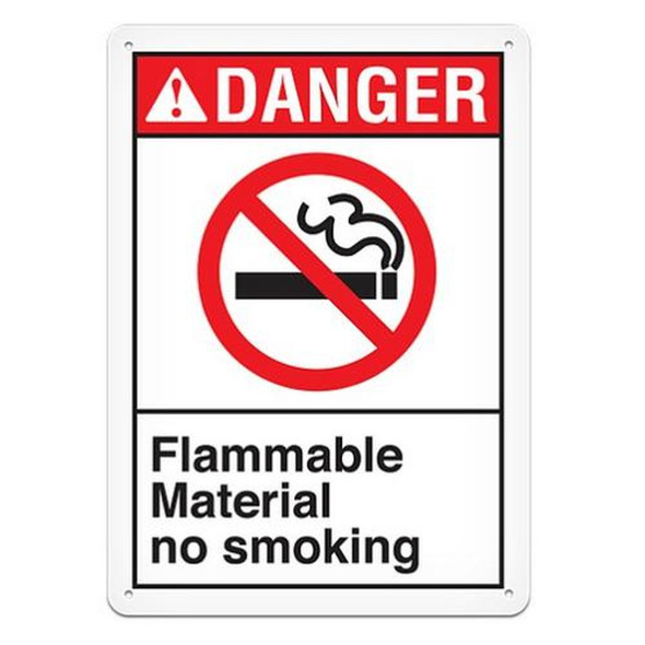 DANGER FLAMMABLE MATERIAL NO SMOKING Safety Sign - 10"x14" | Incom Signs | All Safety