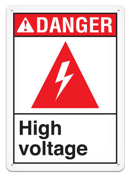 DANGER - High Voltage Safety Sign for Major Hazard Situations- 10"x14" ANS1009