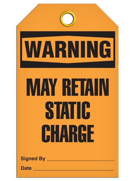 Warning - May Retain Static Charge Tag | PKG/25 | INCOM TG4012
