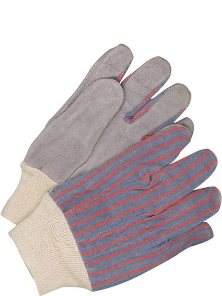 Leather Palm Cotton Back Knitwrist Striped Back | Bob Dale Gloves | All Safety