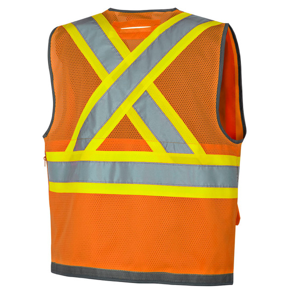 Hi-Vis Mesh Back Zip Surveyor Safety Vest | Pioneer 6672/6673 Safety Supplies Canada