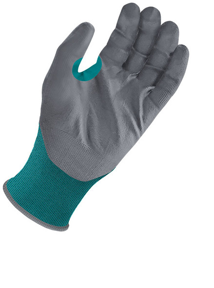 Teal 21G Seamless Knit Grey NBR Palm W/ Touchscreen | Cut Resistant A2 | Bob Dale Gloves | All Safety