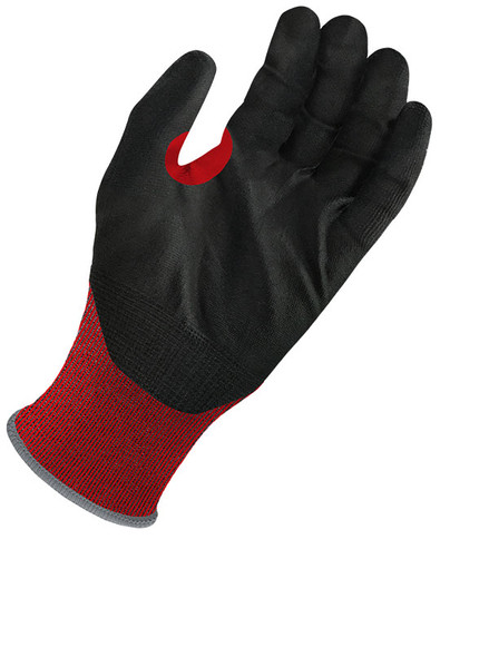 Red 21G Seamless Knit Black PU Palm W/ Touchscreen | Cut Resistant A3 | Bob Dale Gloves | All Safety