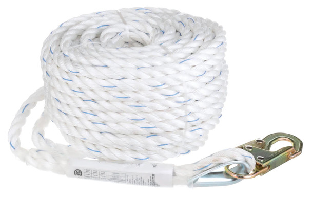 Standard Vertical Lifeline - 5/8" (16mm) Polysteel Rope - 100' (30.5m) | Peakworks | All Safety