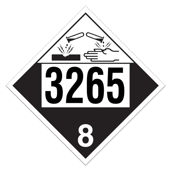 Class 8 UN 3265 Pre-numbered 4-digit Placards (100 /pkg) | Incom Signs | All Safety