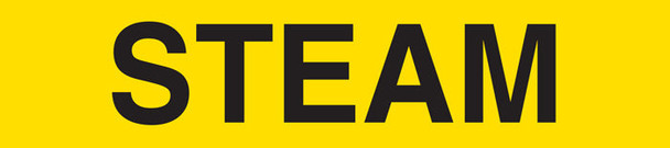 STEAM Black on Yellow Pipe Marker Adhesive Labels on a roll (2 in x 54 ft) Pack of 24 | Incom Signs | All Safety
