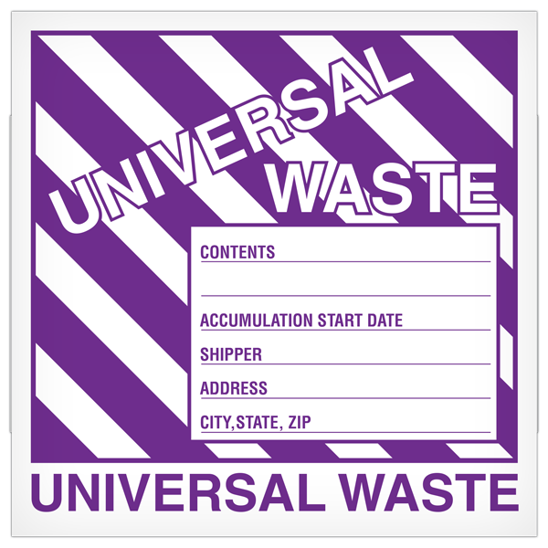 Hazardous Material and Waste Label - UNIVERSAL WASTE (6 in x 6 in) 500 /roll | Incom Signs | All Safety