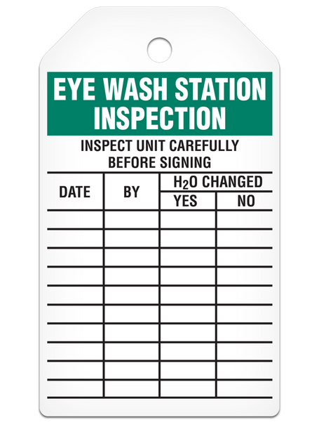 EYE WASH STATION INSPECTION Safety Tag (25/pkg) | Incom Signs | All Safety