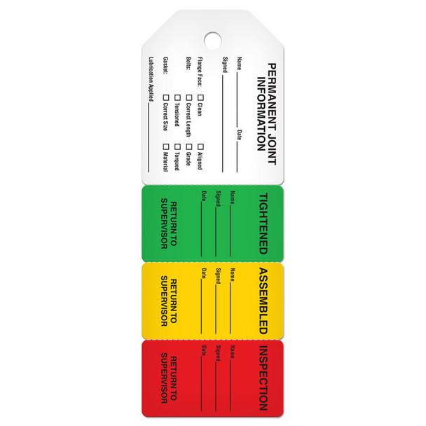 4-Part Perforated PERMANENT JOINT INFORMATION Tag (2.75 in x 7.9 in) 25 /pkg | Incom Signs | All Safety