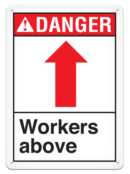 DANGER WORKERS ABOVE ANSI style Safety Sign (10in x 14in) | Incom Signs | All Safety
