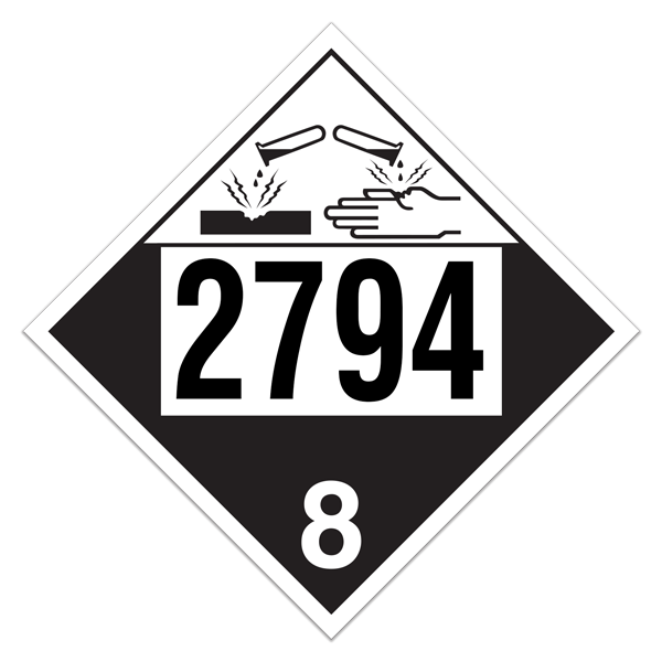 Class 8 UN 2794 Pre-numbered 4-digit Placards (100 /pkg) | Incom Signs | All Safety