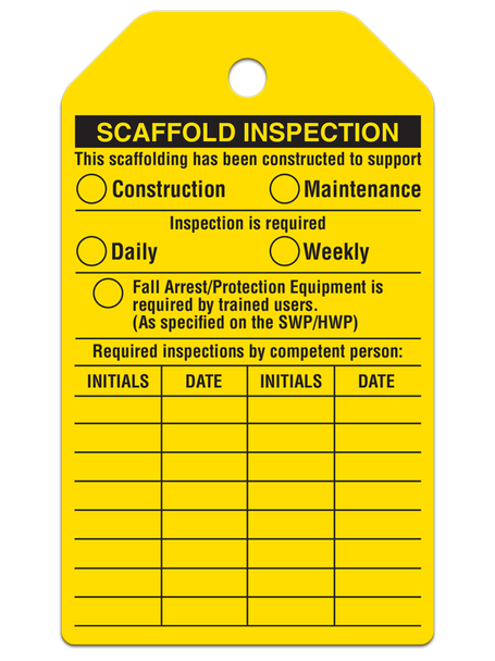 SCAFFOLD INSPECTION Safety Tag (25/pkg) | Incom Signs | All Safety