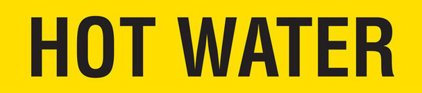 HOT WATER Yellow/Black Printed Self- Adhesive VynMark Individual Pipe Identification Markers | Incom Signs | All Safety