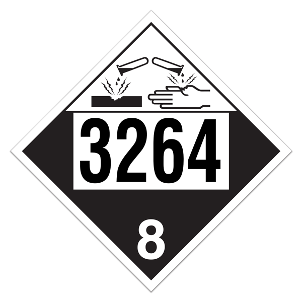 Class 8 UN 3264 Pre-numbered 4-digit Placards (100 /pkg) | Incom Signs | All Safety