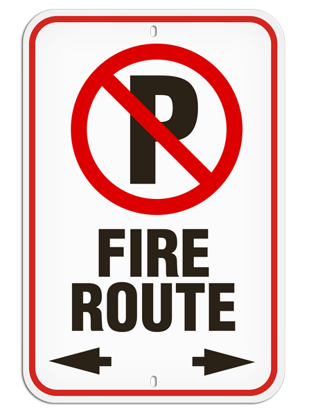 FIRE ROUTE with No Parking Symbol Aluminum Reflective Parking Sign (12 in x 18 in) | Incom Signs | All Safety