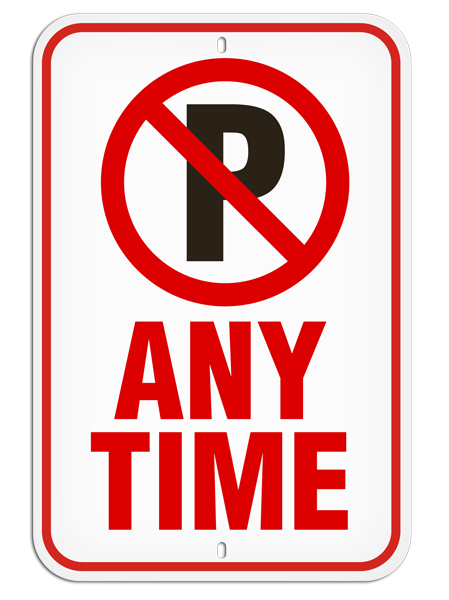 ANY TIME with No Parking Symbol Aluminum Reflective Parking Sign (12 in x 18 in) (Pack of 20) | Incom Signs | All Safety