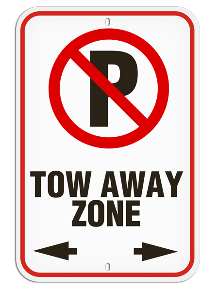 TOW AWAY ZONE with No Parking Symbol Aluminum Reflective Parking Sign (12 in x 18 in) | Incom Signs | All Safety