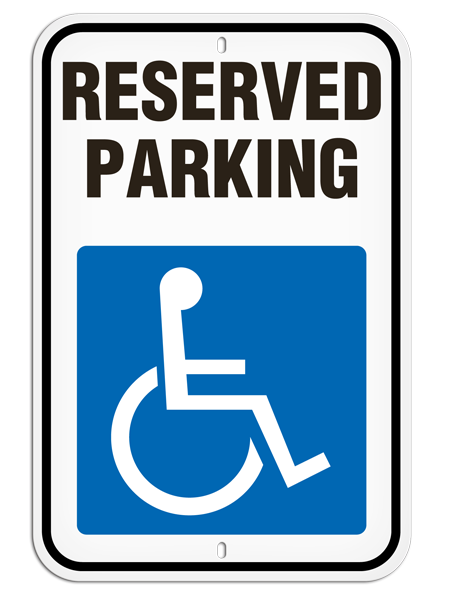 RESERVED PARKING with Wheelchair symbol Aluminum Reflective Parking Sign (12 in x 18 in) (Pack of 20) | Incom Signs | All Safety